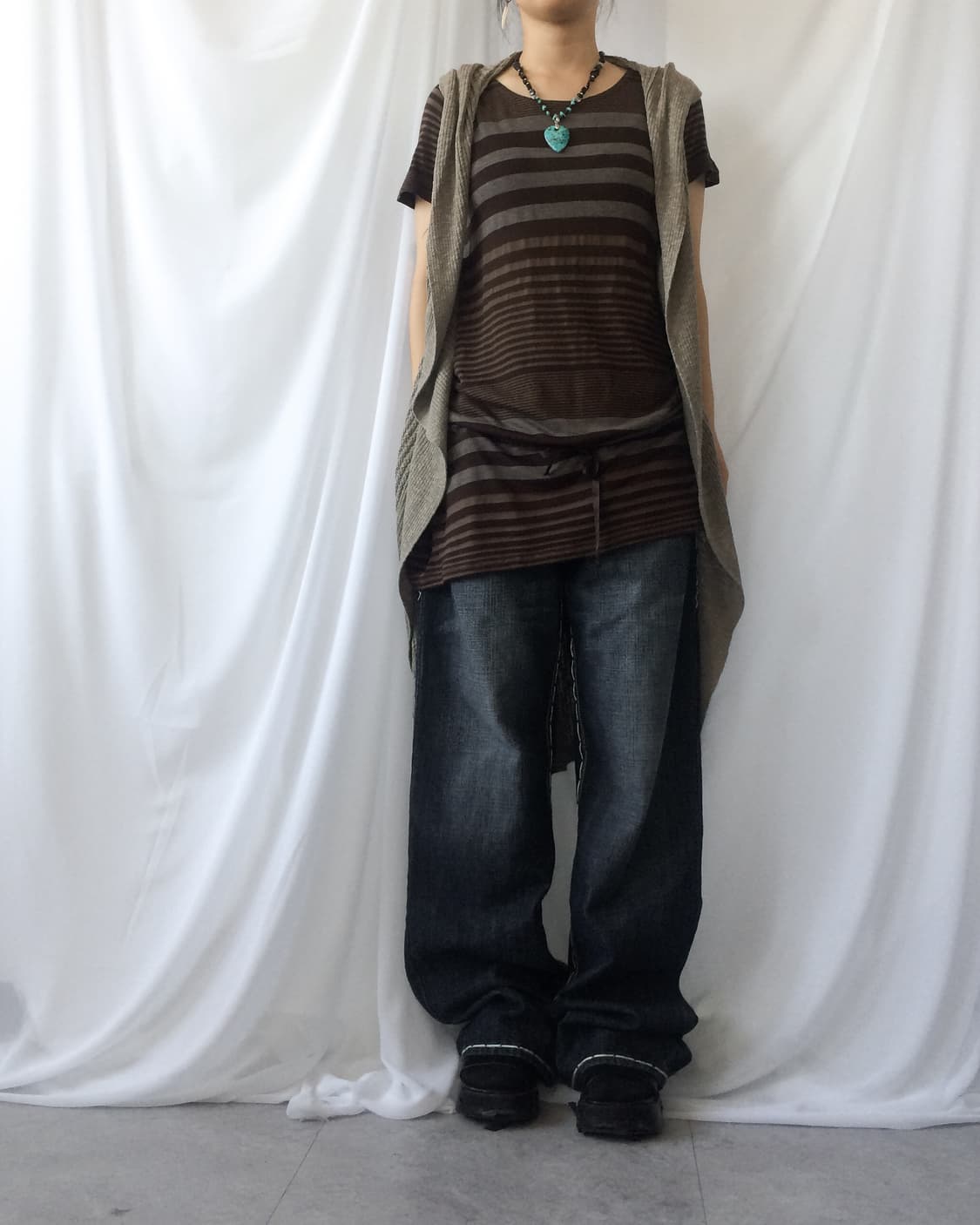 Drape knit hood open cardigan 상품이미지6
