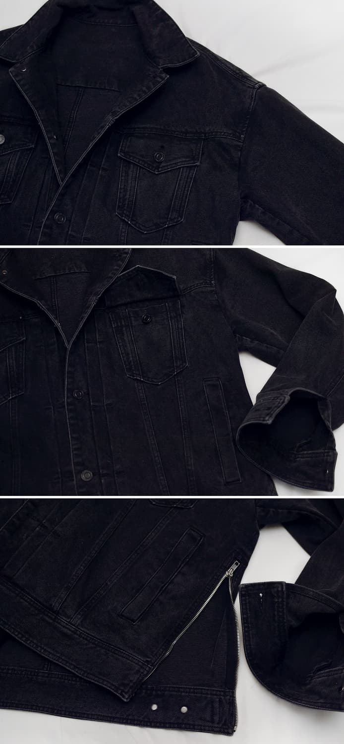 준지 (junn.j) 흑청 데님 사이드지퍼 트러커 자켓 (48/105+) 상품이미지8