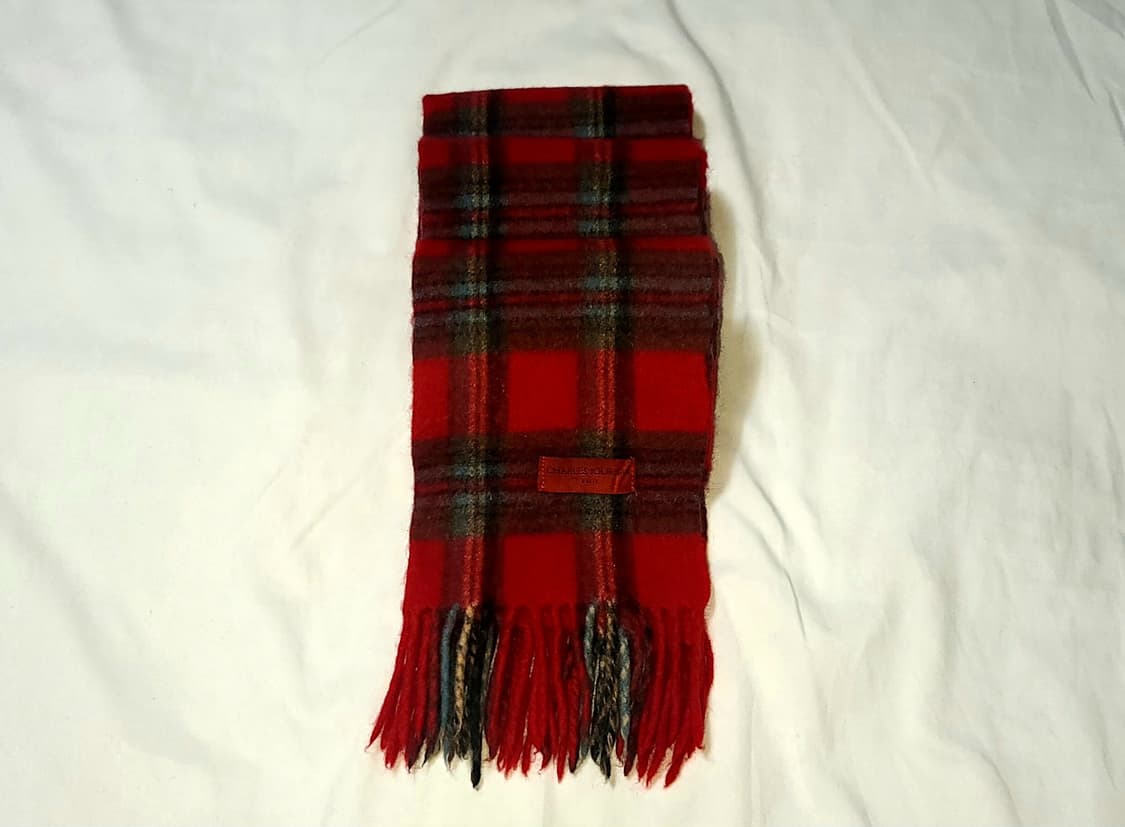 Charles Jourdan 샤를 쥬르당 레드 체크 울 머플러 상품이미지3