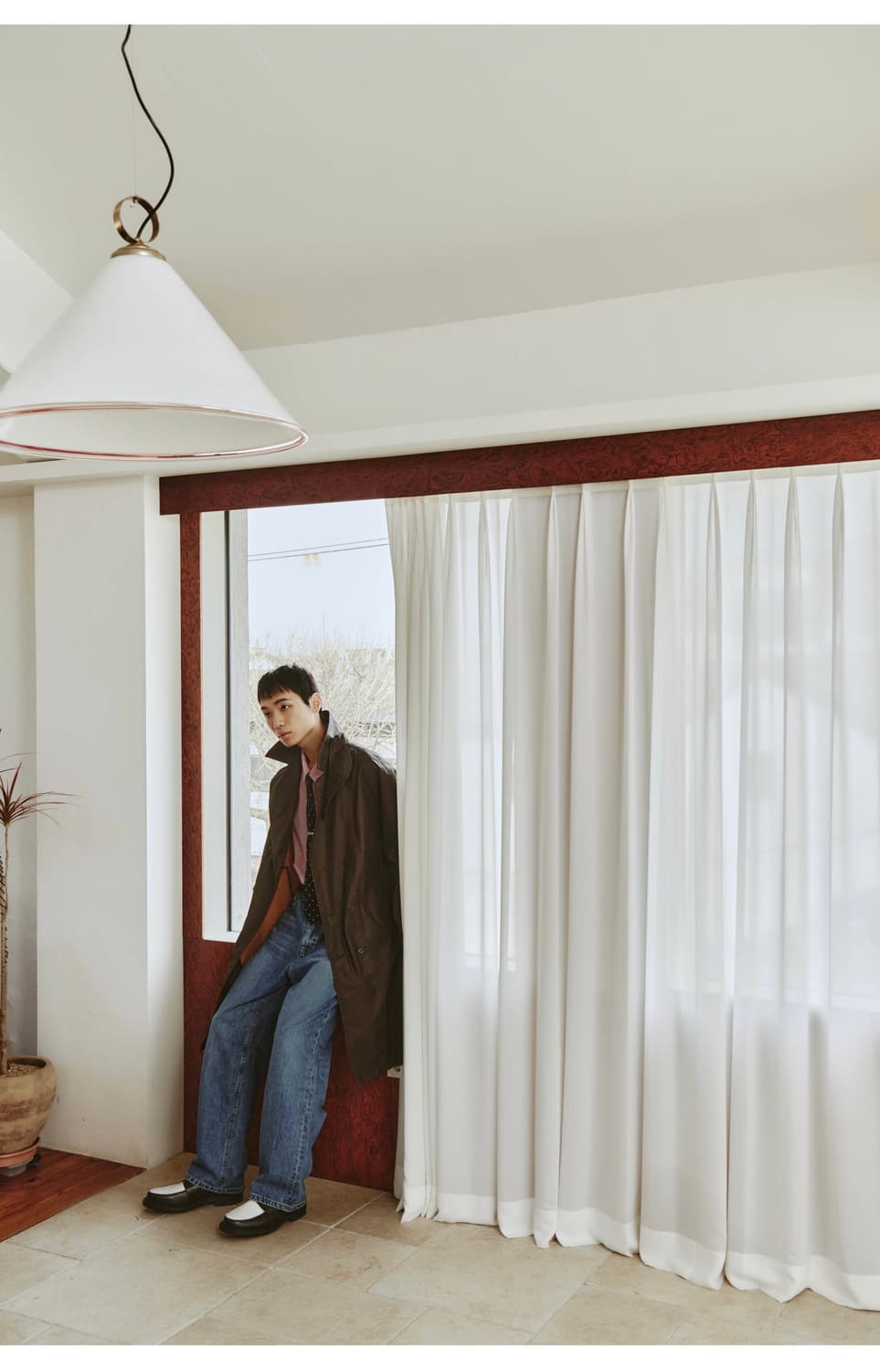 유스 더블 브레스티드 코트 브라운 M 상품이미지7