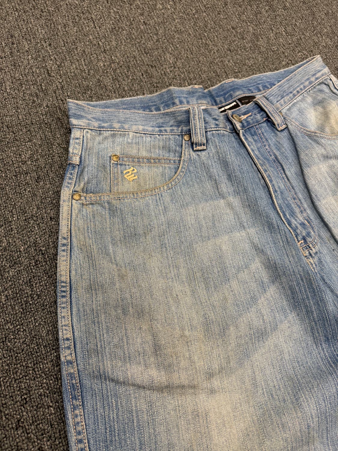 36) 로카웨어 빈티지 y2k 핸드드로잉 커스텀 연청 힙합팬츠 상품이미지4