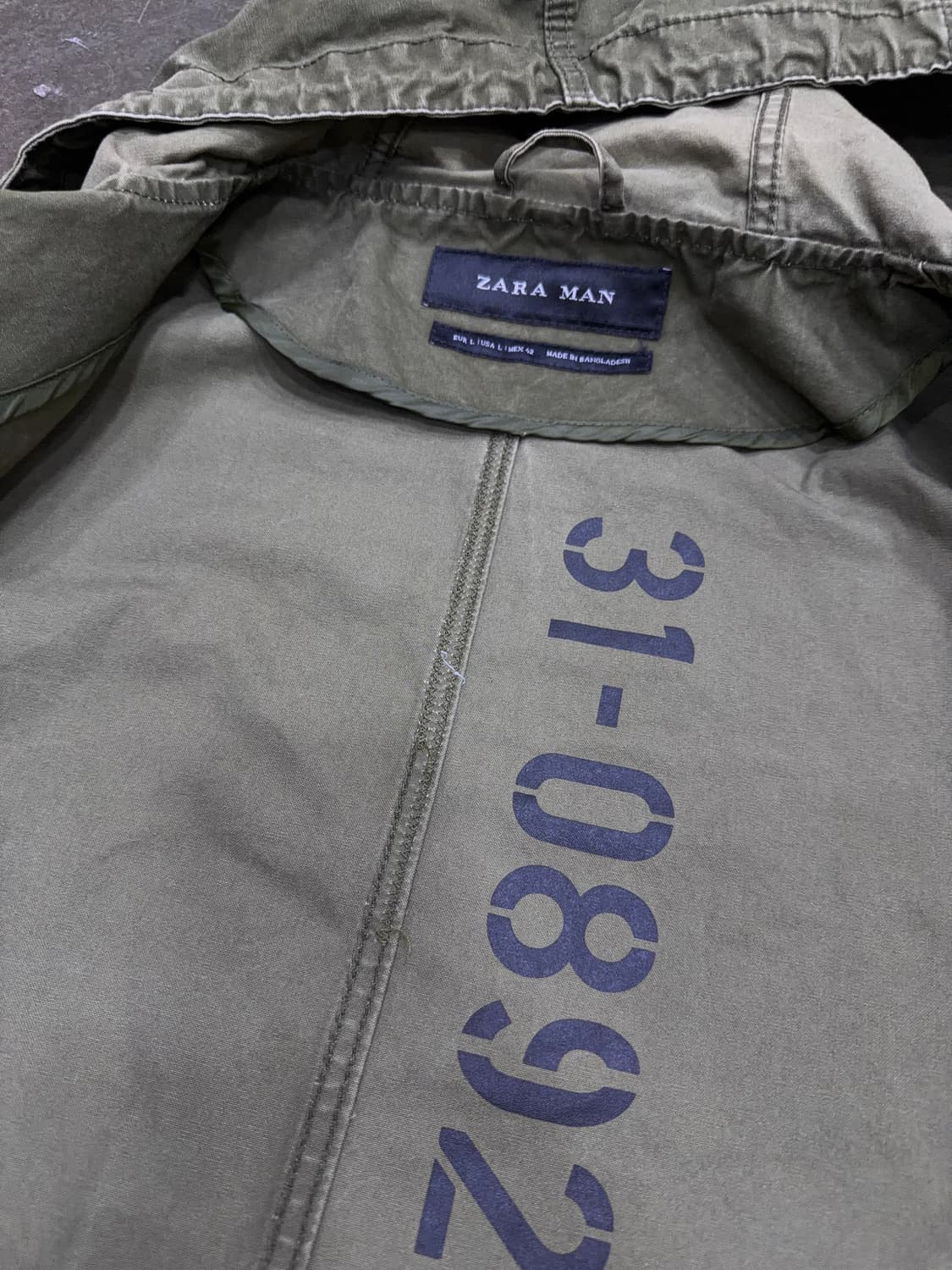 자라 빈티지 워싱 데미지 밀리터리 피쉬테일 후드 개파카 야상 L 상품이미지9