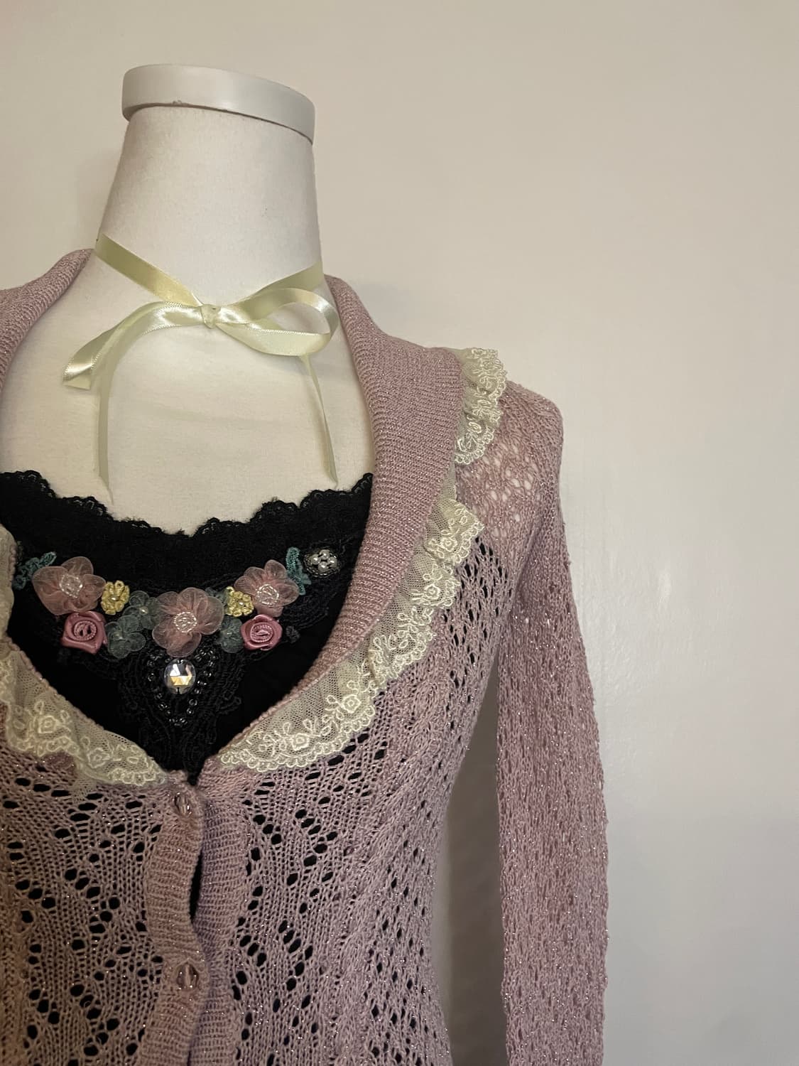 indipink lace collar cardigan(size-M) 상품이미지8