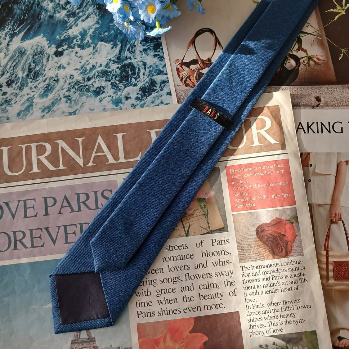 닥스 실크 혼방 블루 솔리드 슬림 넥타이 7.6cm A+등급 A19539 상품이미지4