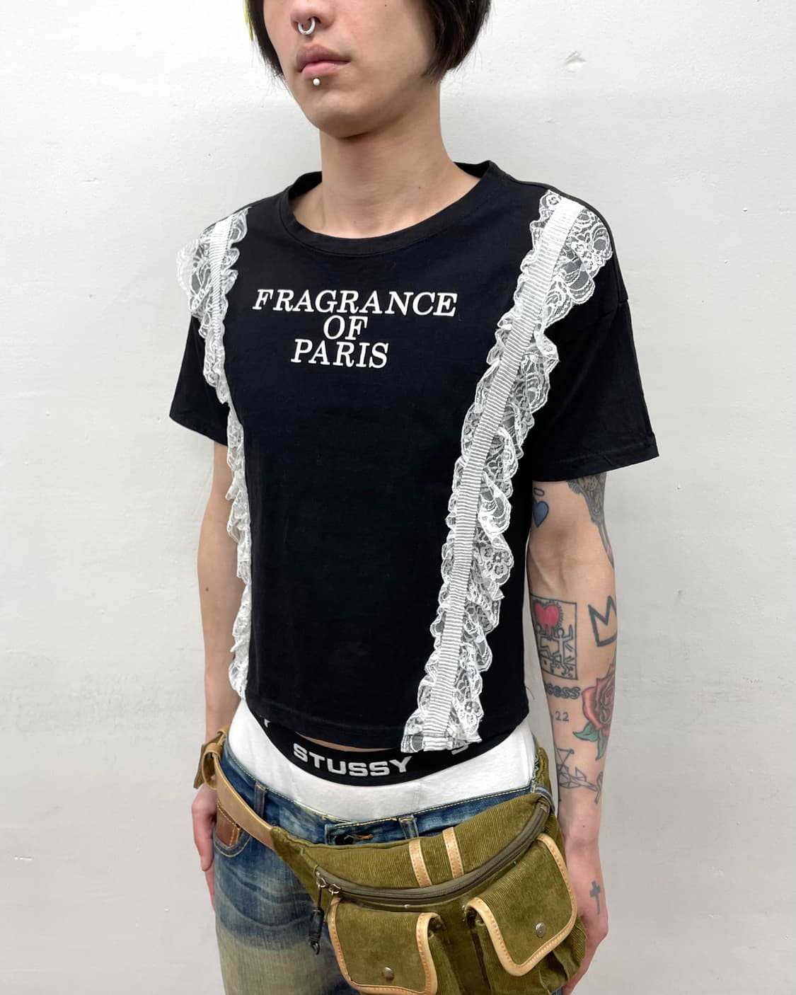 White lace black T-shirt  상품이미지2