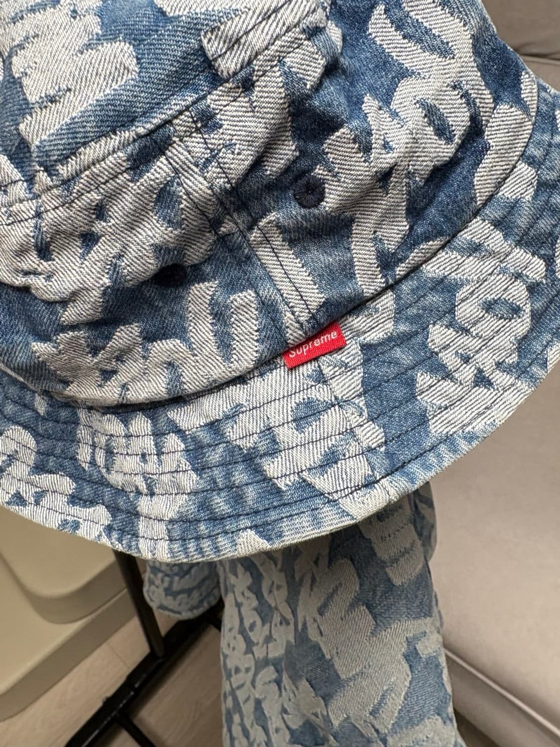 슈프림 팻 팁 자카드 데님 크러셔 벙거지 블루 22ss 상품이미지4