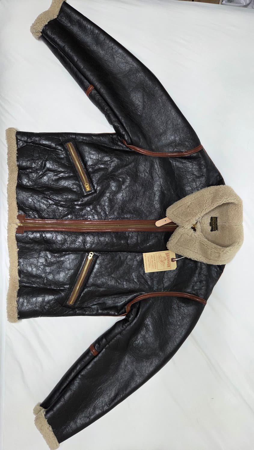 브론슨 USAAF Type D-1 쉽 스킨 레더(양가죽) 시어링 자켓 상품이미지1