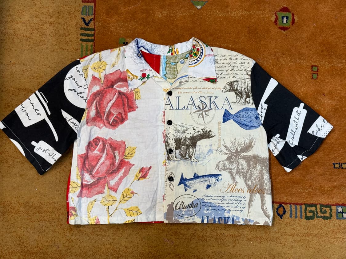 old usa 빈티지 fabric 업사이클 셔츠 리메이크 하와이안 셔츠 상품이미지1