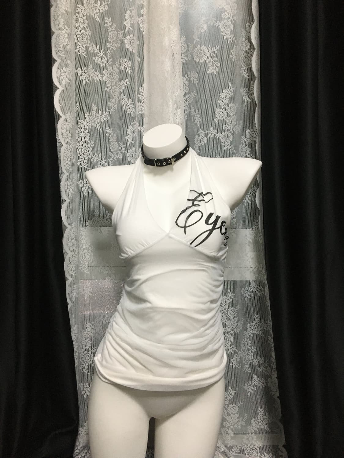 EYEER Script Logo Halter Neck Top WH 상품이미지1