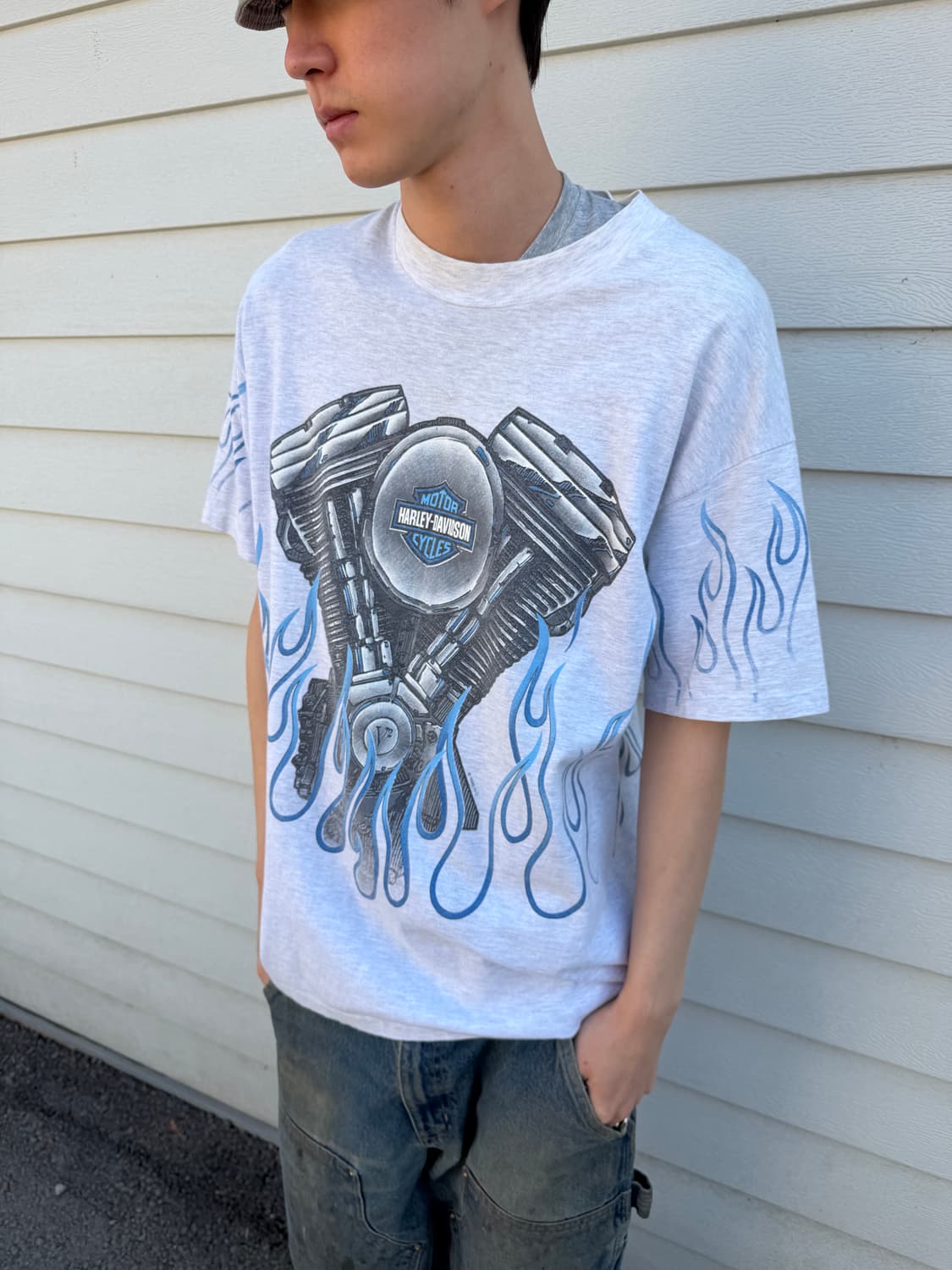 90s Harley Davidson flame t-shirt 상품이미지1