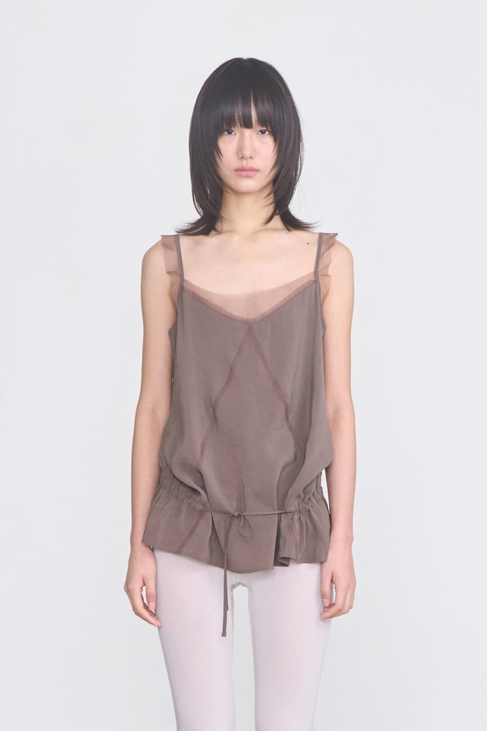세릭 cerric Sheer Frill Sleeveless _ Brown 상품이미지1
