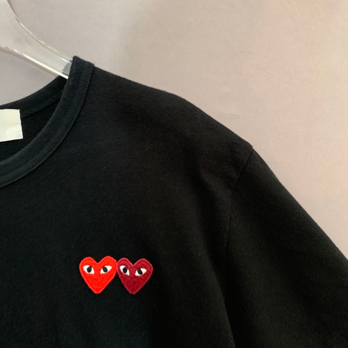 M 꼼데가르송 더블 하트 와펜 공용 반팔티 상품이미지4