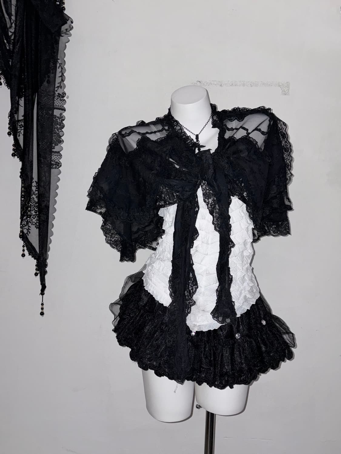 고스 레이스 케이프 고딕 시스루 프릴 다크로맨틱 상품이미지2