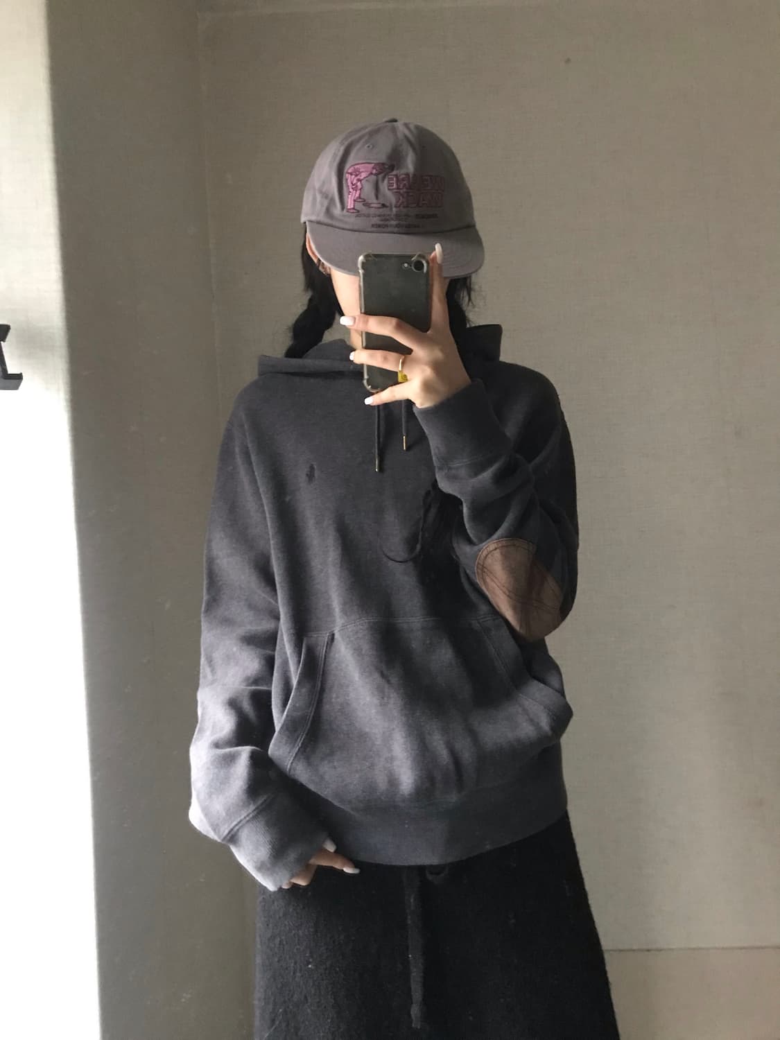 폴로 그레이 엘보패치 후드티 상품이미지5