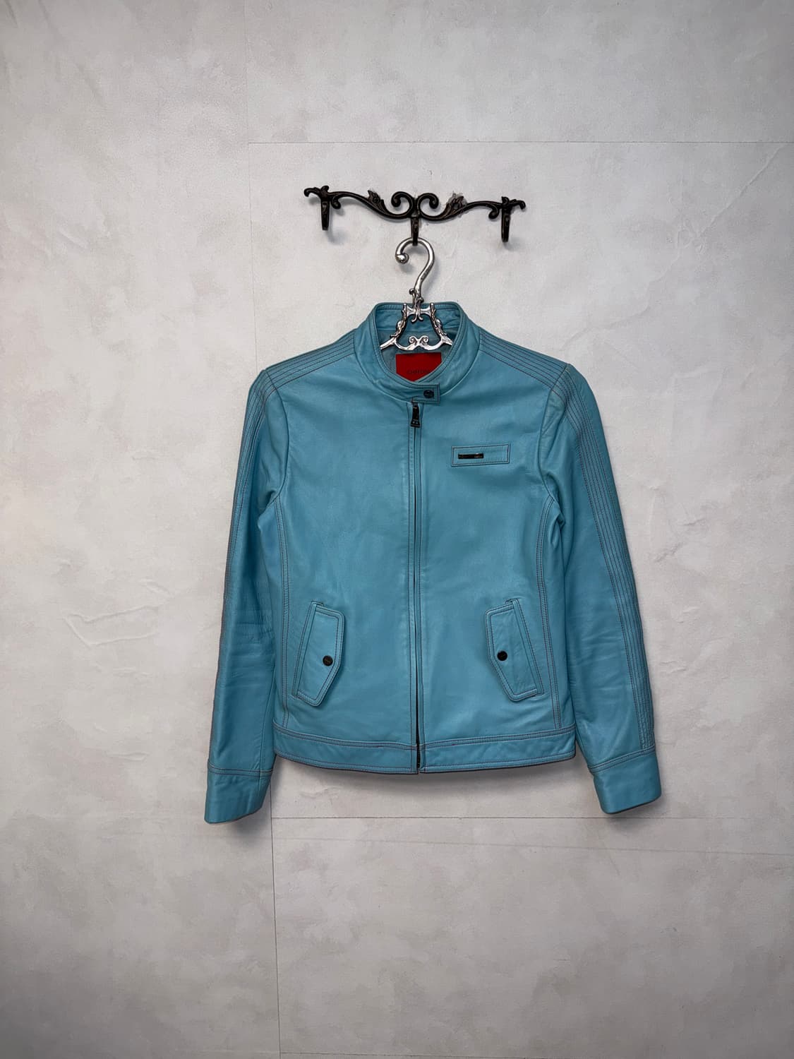 Sky blue lamb skin stitch jacket  상품이미지1
