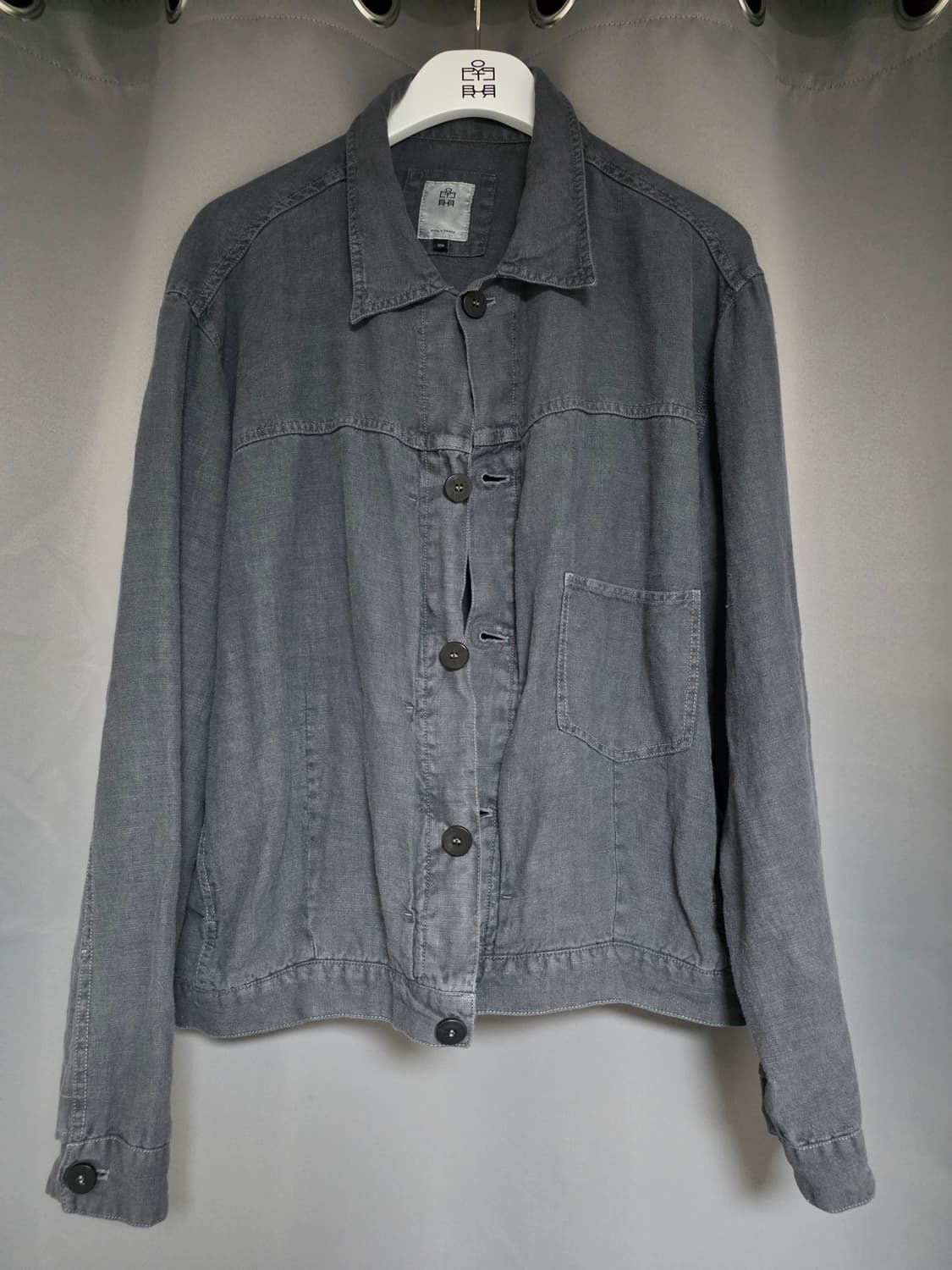 (2) 폴리테루 25fw 린넨 트러커 자켓 블루 상품이미지2