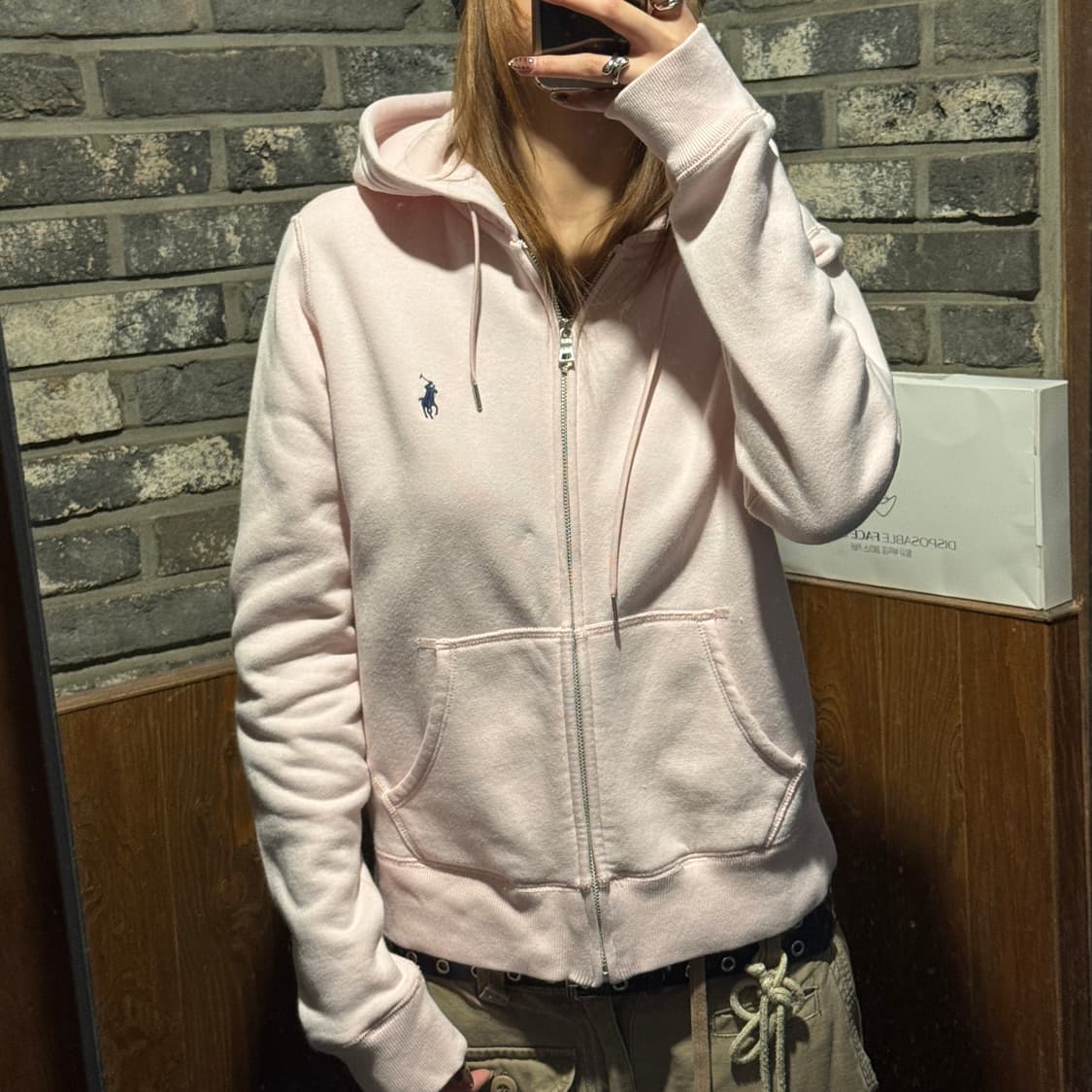 S) 폴로 랄프로렌 연한 핑크 후드집업 신형 큐알탭 상품이미지10