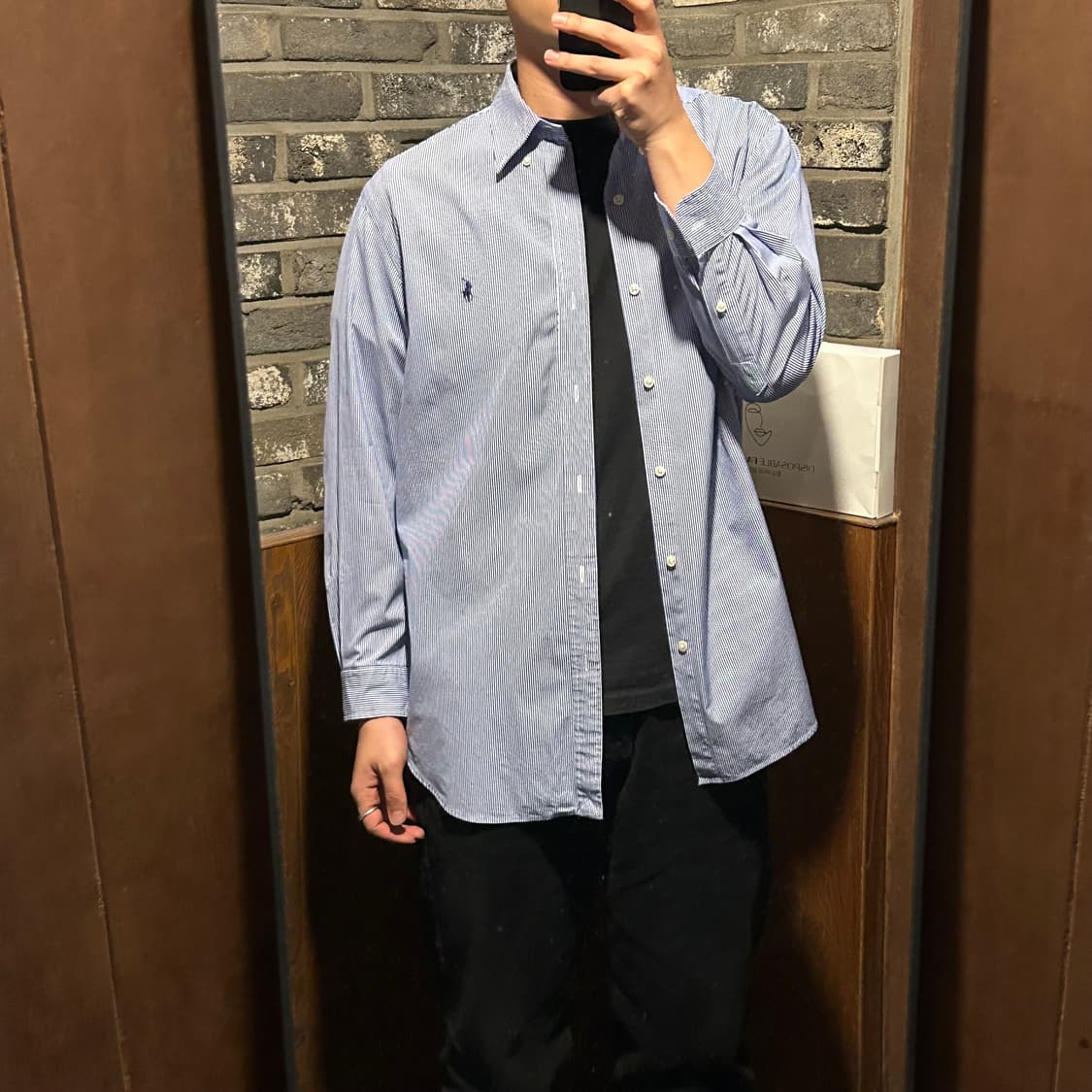 L) 폴로 랄프로렌 클래식핏 블루 스트라이프 포플린 셔츠 신형 상품이미지8