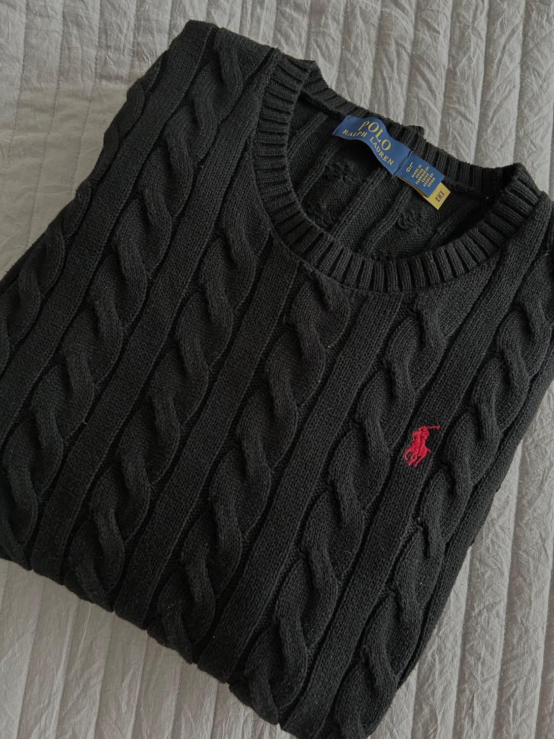 폴로 블랙 케이블 니트 L사이즈 상품이미지1