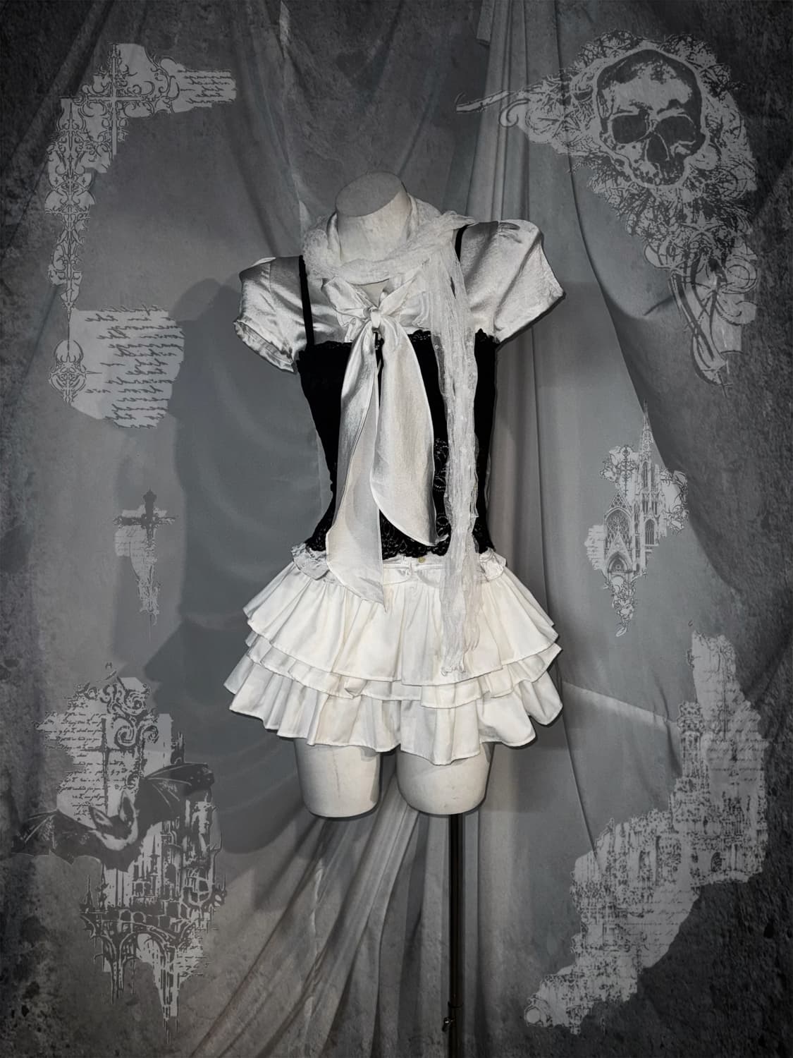 화이트 세라깔 화이트 고스 고딕 코디세트 상품이미지1