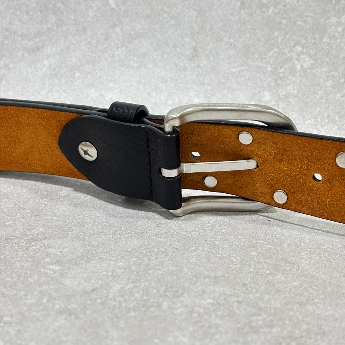 Oribell 트윙클 별 스터드 그로시 소가죽 웨스턴 벨트 블랙 상품이미지9