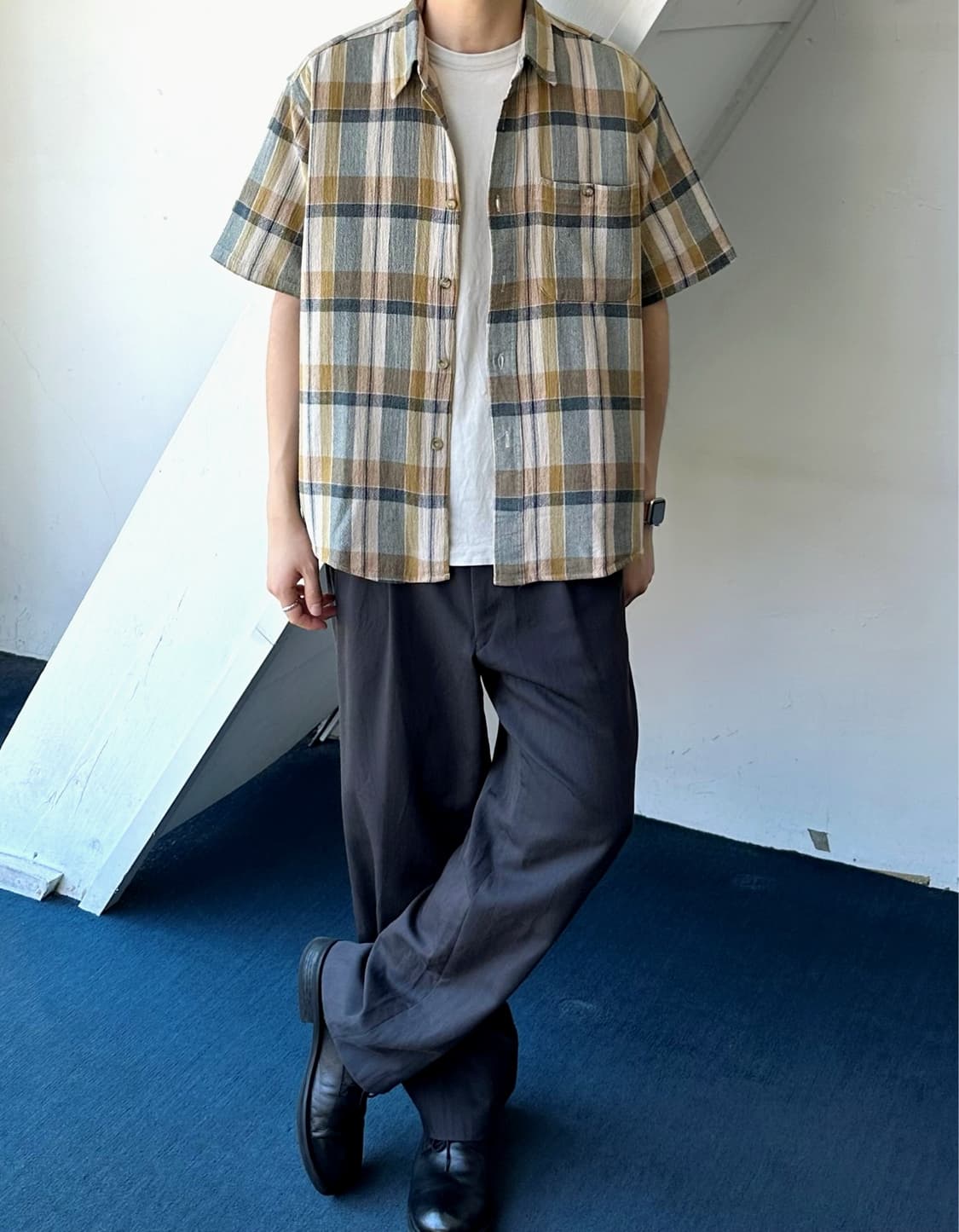 Natural cotton woven fabric H/S shirt 상품이미지4