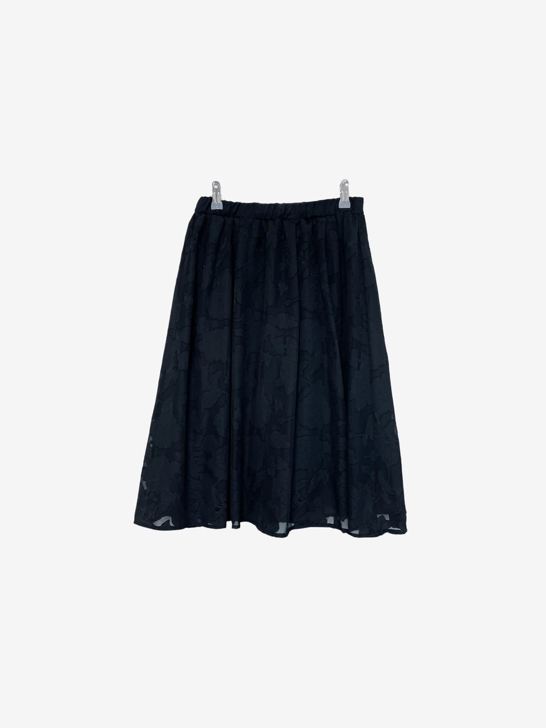 Floral Sheer Midi Skirt - Black 상품이미지4