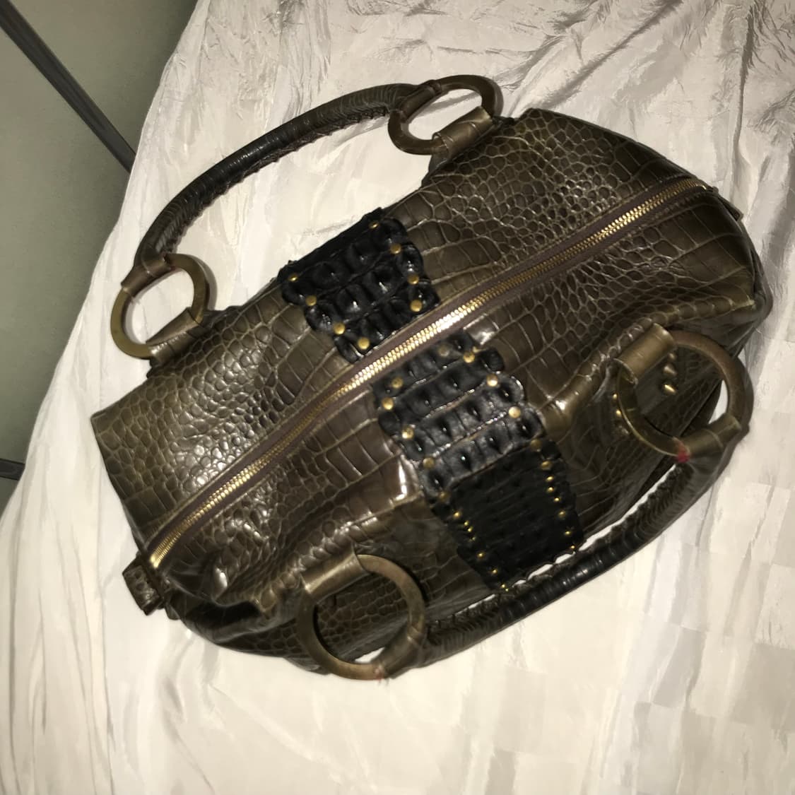 Time 올리브 스터드 크로커다일 토트백 빅백 상품이미지3