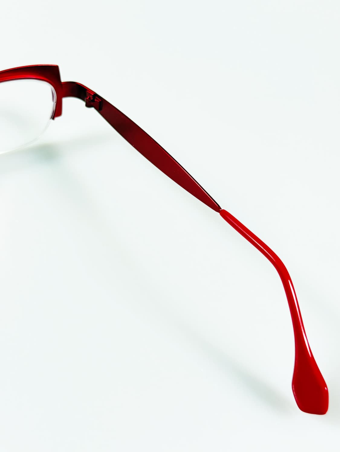90s VISTAN 레드 메탈릭 캣아이 반무테 빈티지 안경 상품이미지6