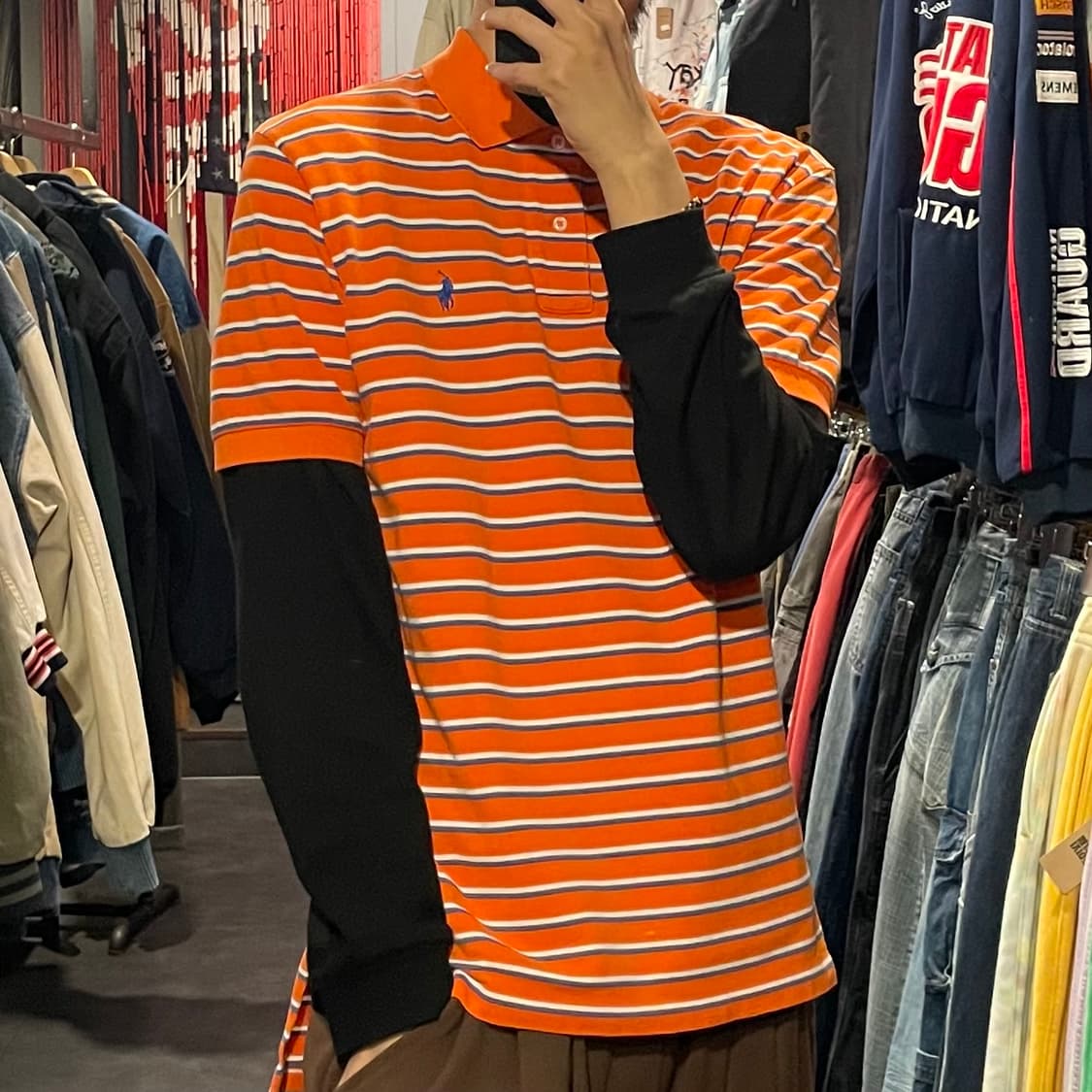 [IM] Polo 폴로 오렌지 스트라이프 카라 반팔 상품이미지4