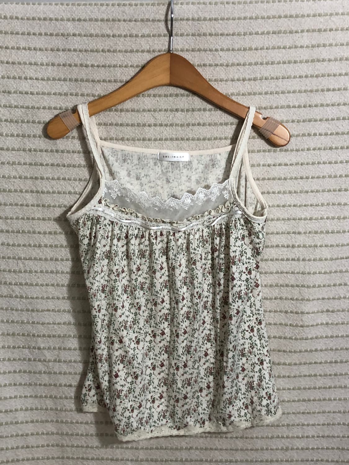 일본 빈티지 플라워 패턴 민소매 모리걸 레이어드 나시 티셔츠 상품이미지1