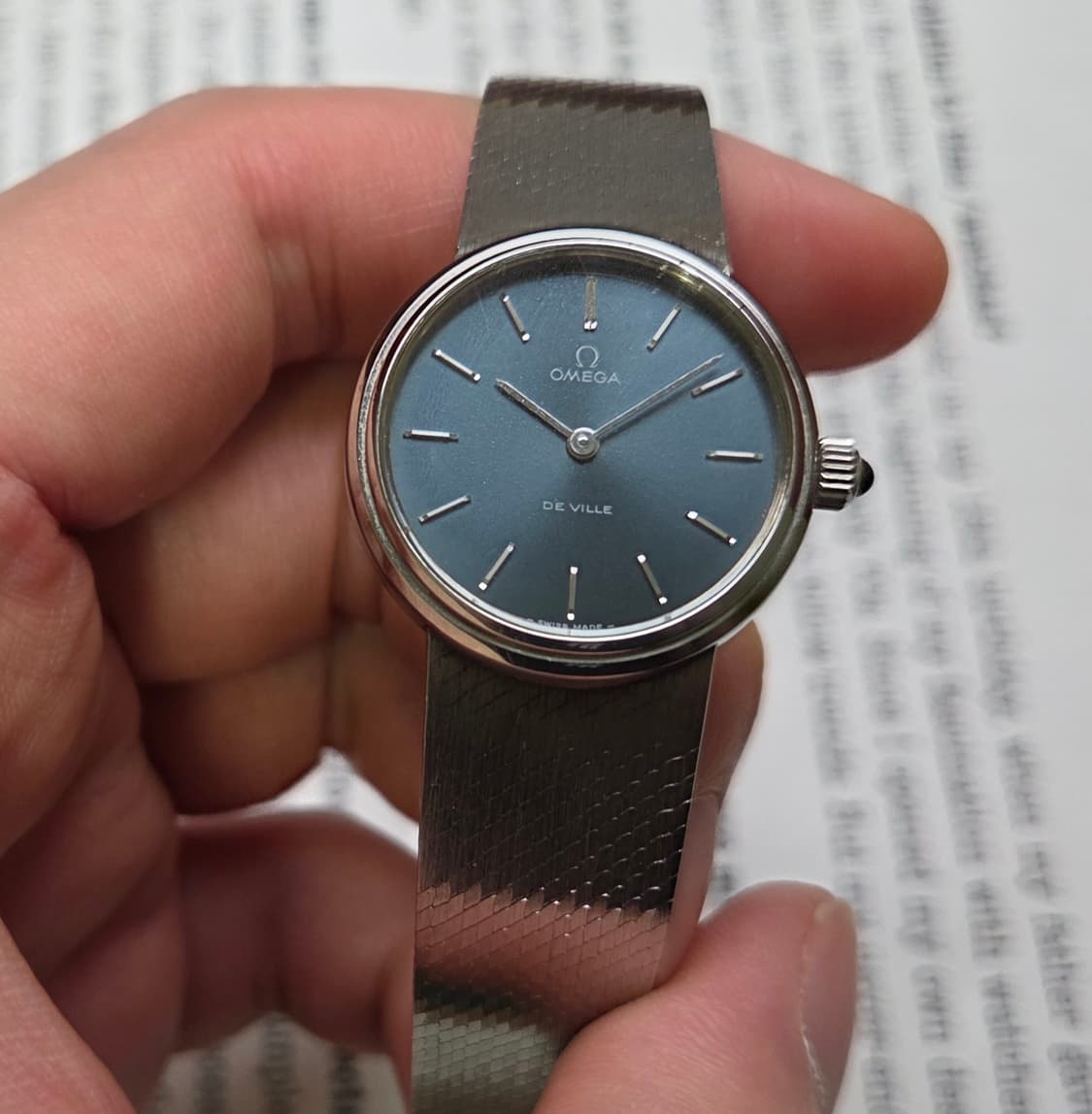 레어] 빈티지 오메가 드빌 네이비청판 실버스틸 여성용 오리지널 브슬 ve 상품이미지2