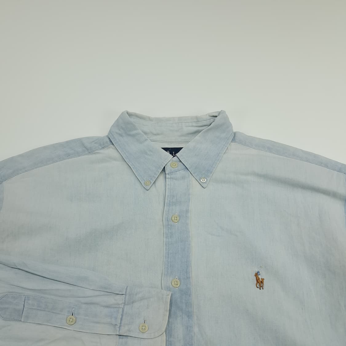 CN696 L 폴로 랄프로렌 워시드 샴브레이 긴팔 셔츠 남방 상품이미지3