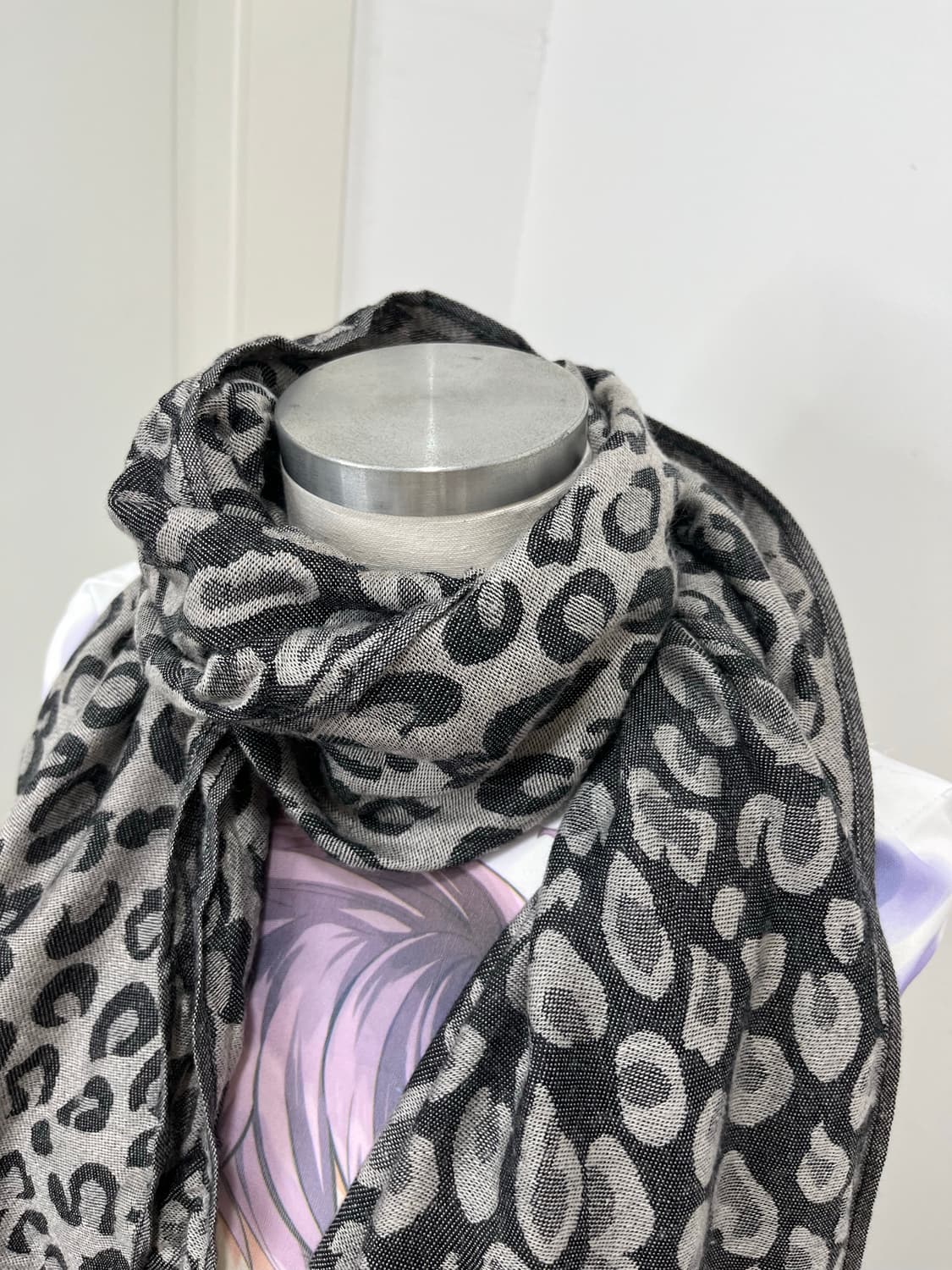 일본 빈티지 갸루 레오파드 호피 테슬 머플러 상품이미지3