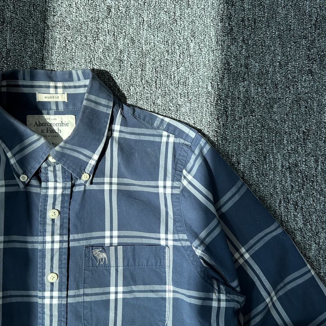 아베크롬비 체크 패턴 네이비 셔츠 상품이미지2