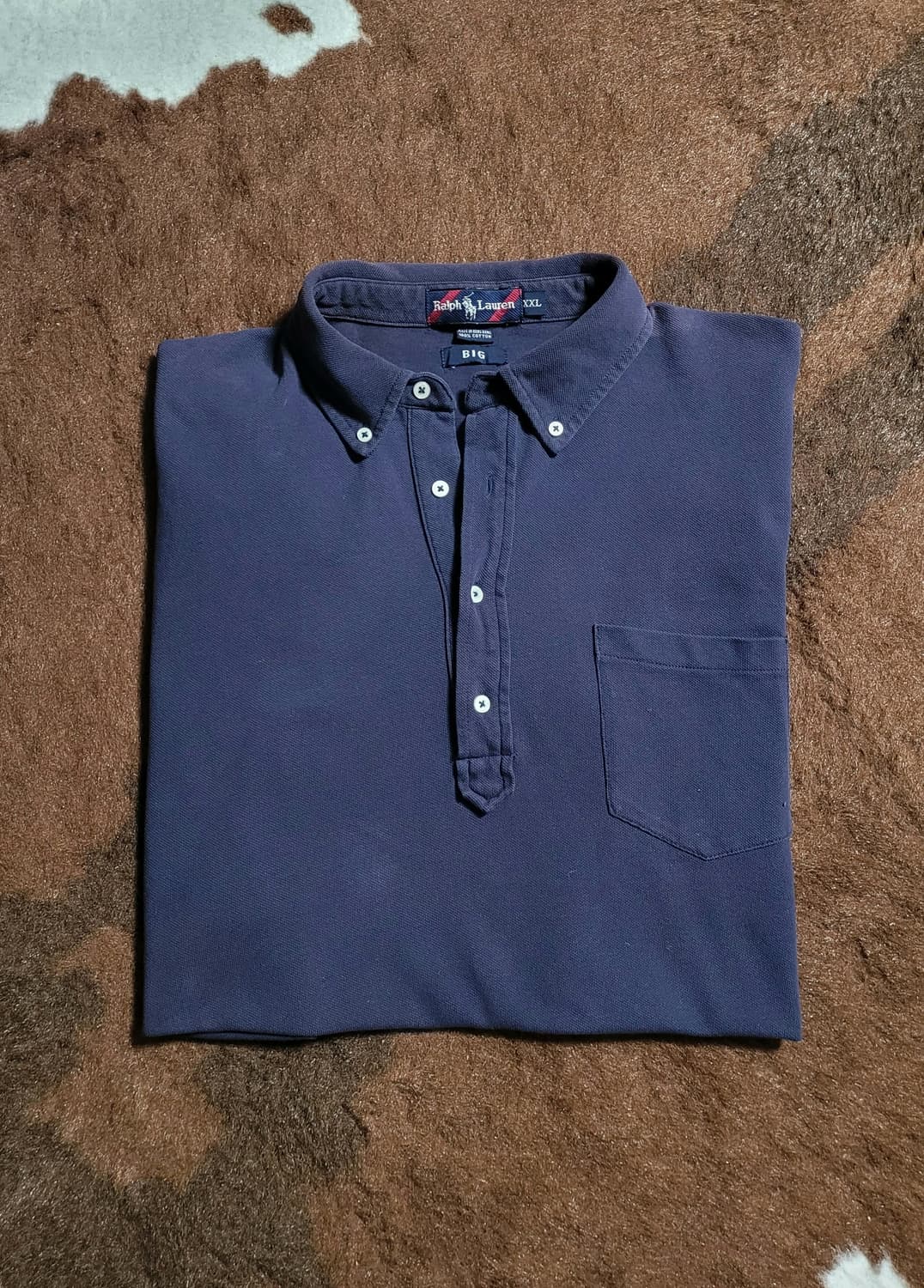 폴로 랄프로렌 빈티지 블루 반팔 면셔츠(XXL) 상품이미지1