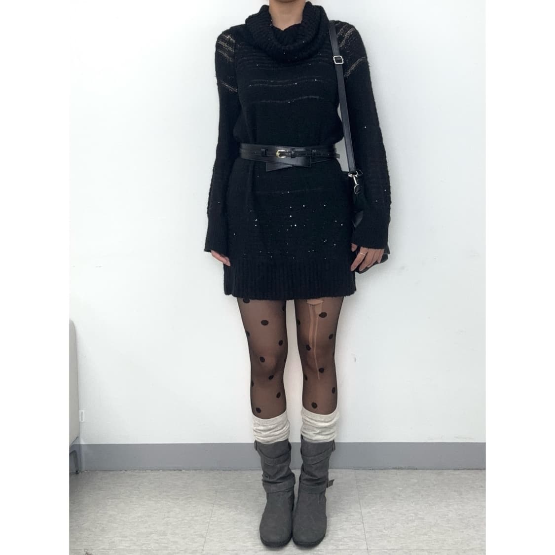 빈티지 블랙 니트 원피스 상품이미지2