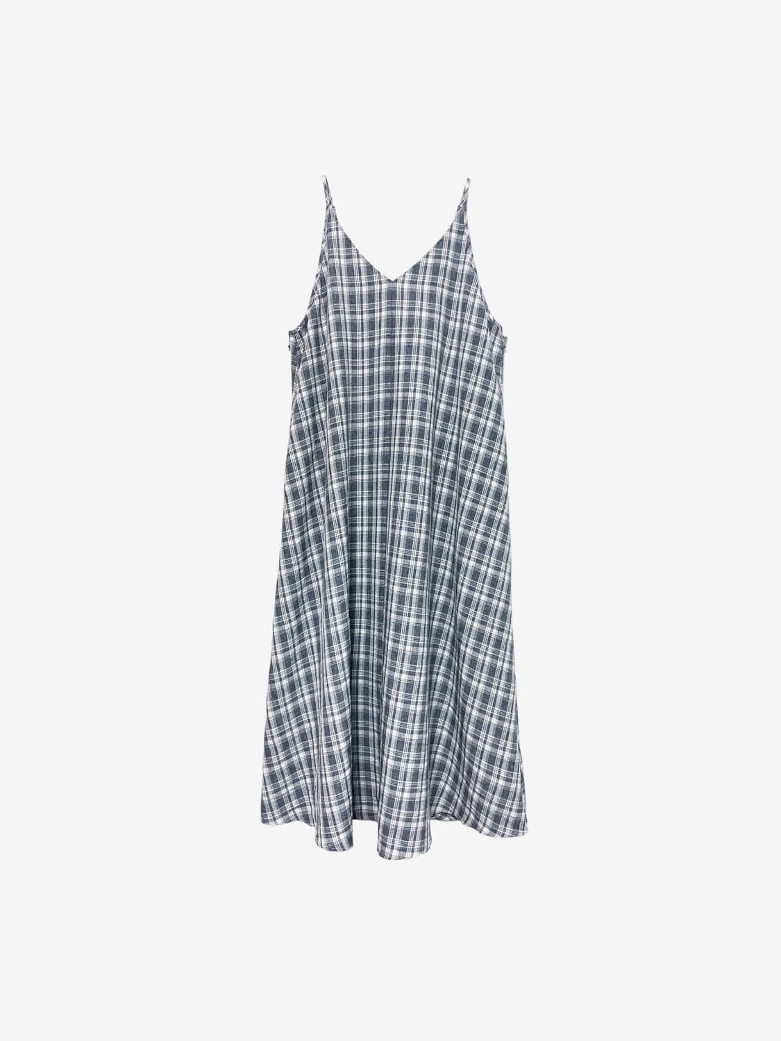 Strap Check Slip Dress - Melange Gray 상품이미지4