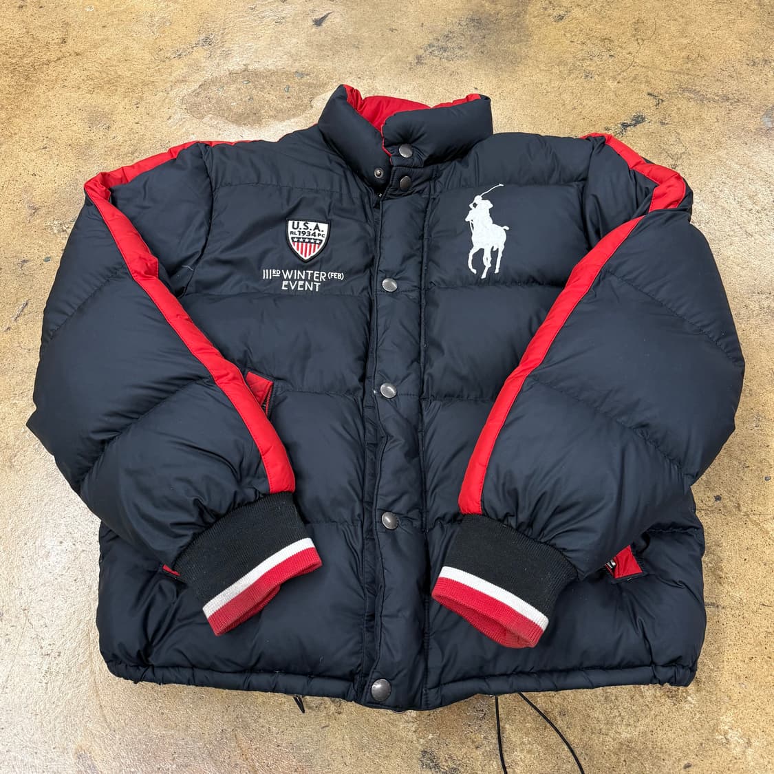 폴로 랄프로렌 네이비 레드 빅포니 usa 숏패딩  상품이미지2