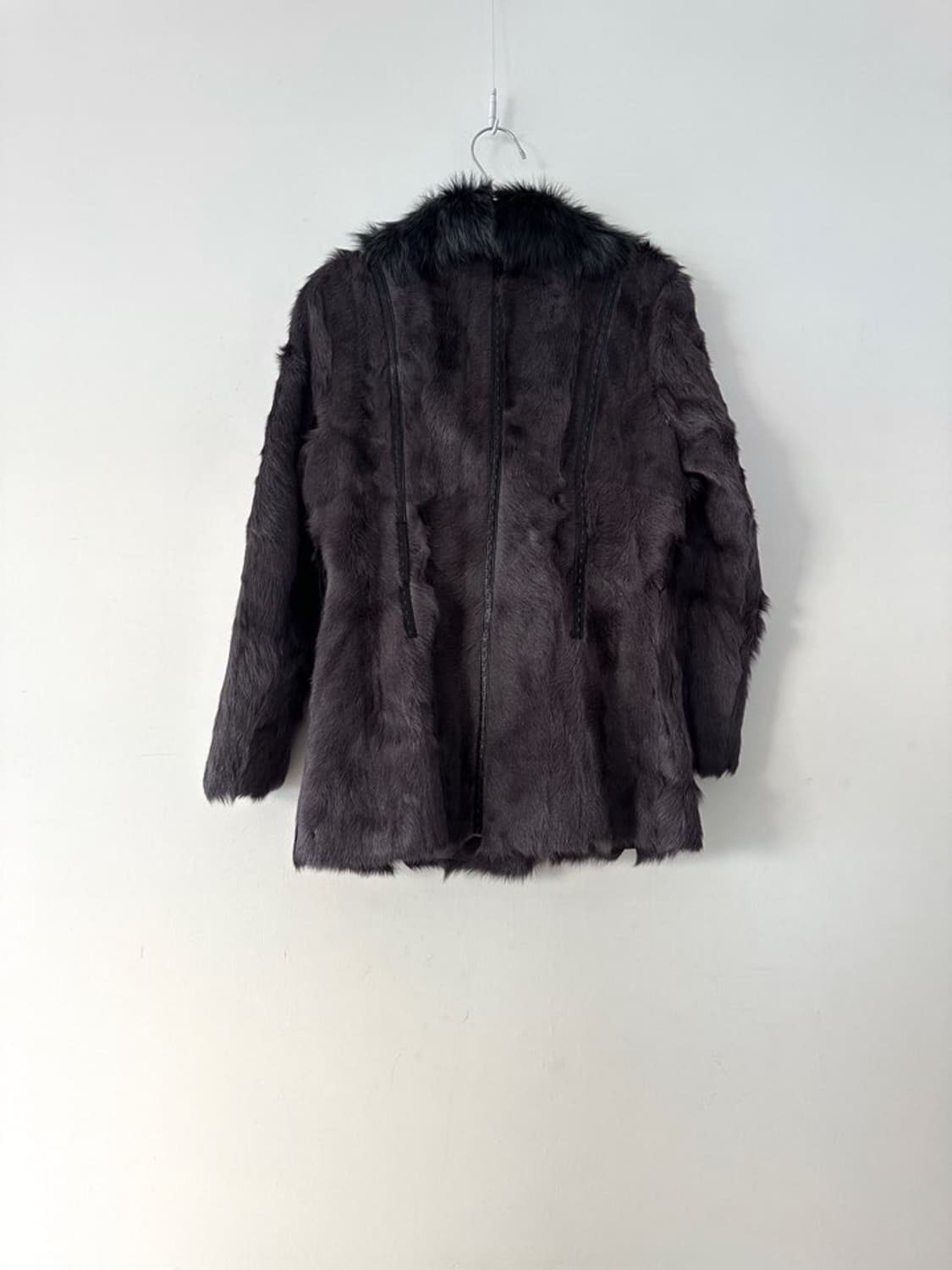 Stitch leather mix fur jacket / grey 상품이미지5