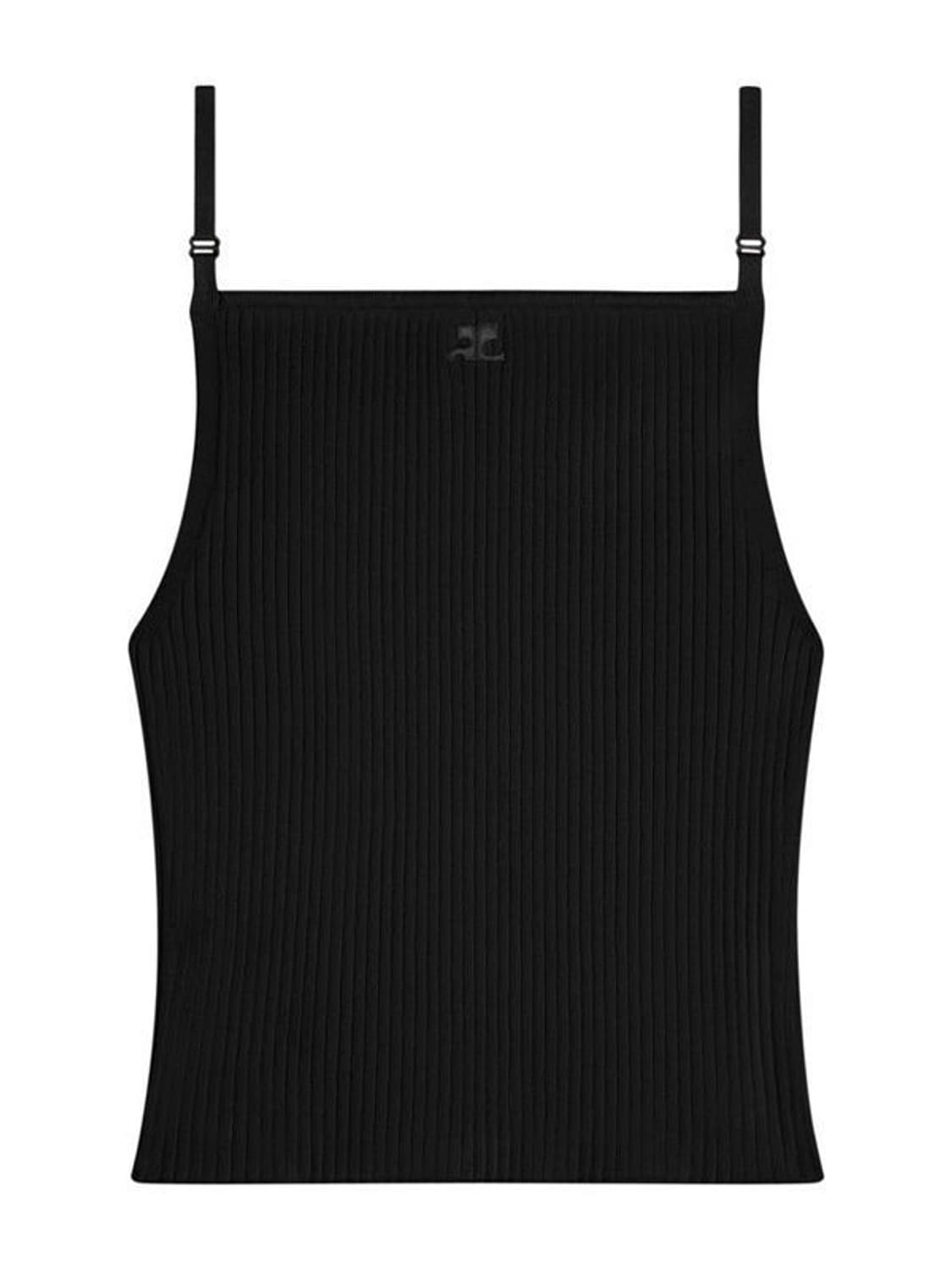 꾸레주 courreges 로고 리브 탱크탑 블랙 상품이미지1