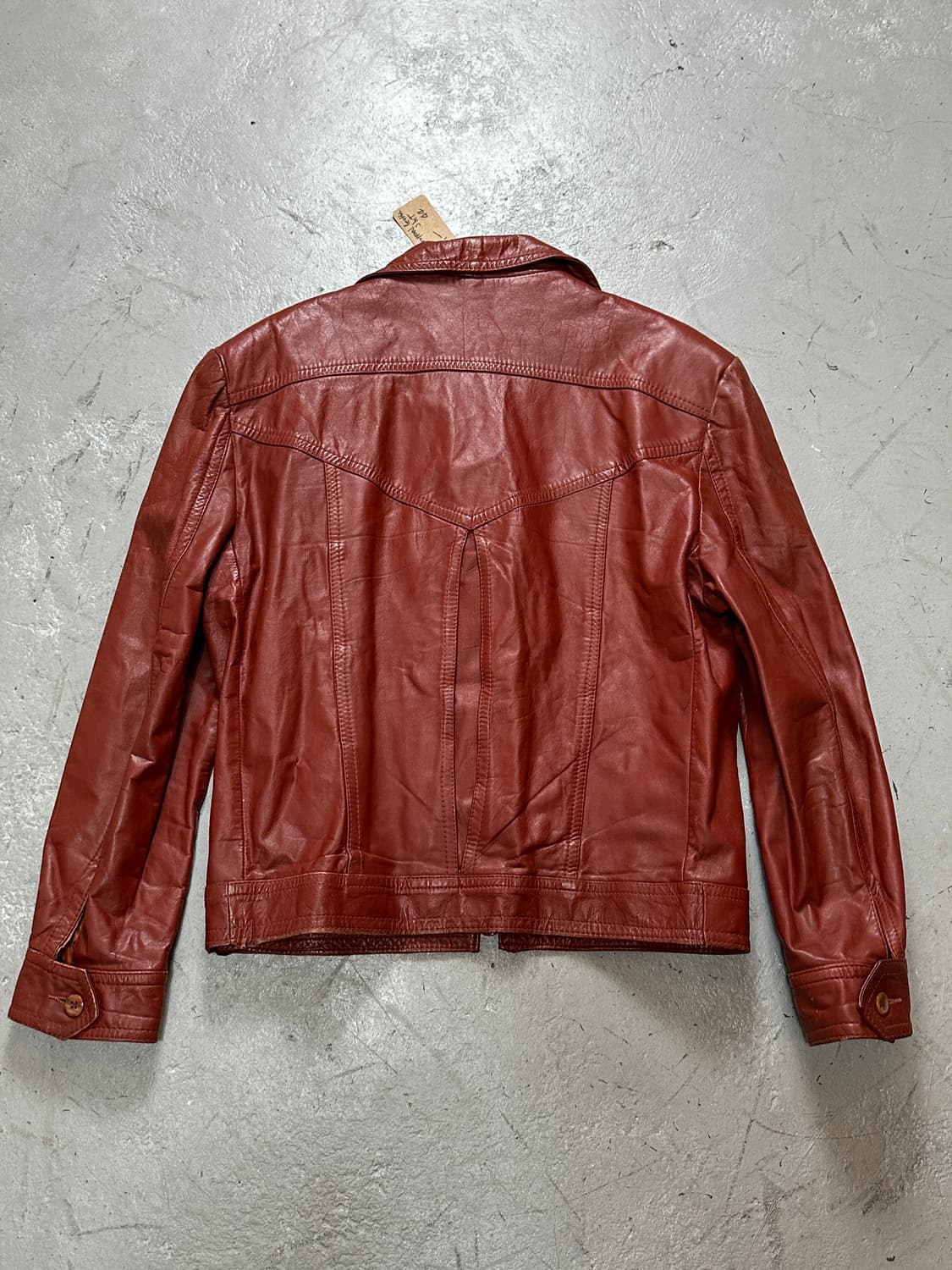 80's 빈티지 오렌지 레더 크롭 자켓 빈티지 가죽자켓 상품이미지4