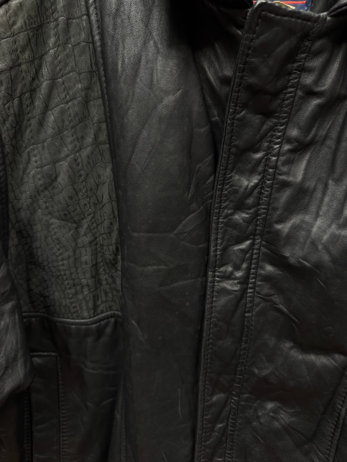 90s USA VINTAGE 레더 스웨이드 자켓 투포켓 디테일 블랙 상품이미지7