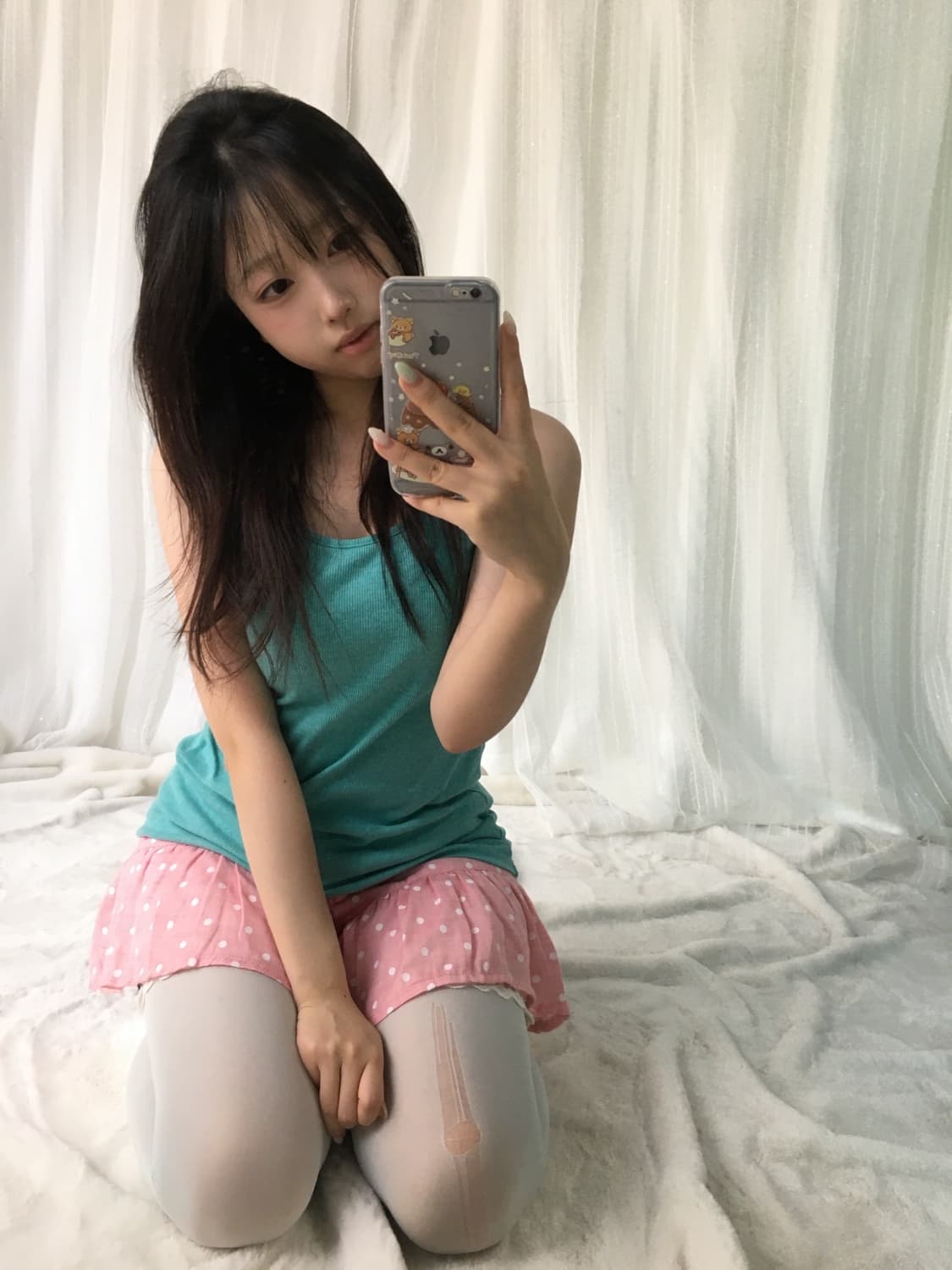 빈티지 핑크 민트 도트 하이틴 코디세트 상품이미지3