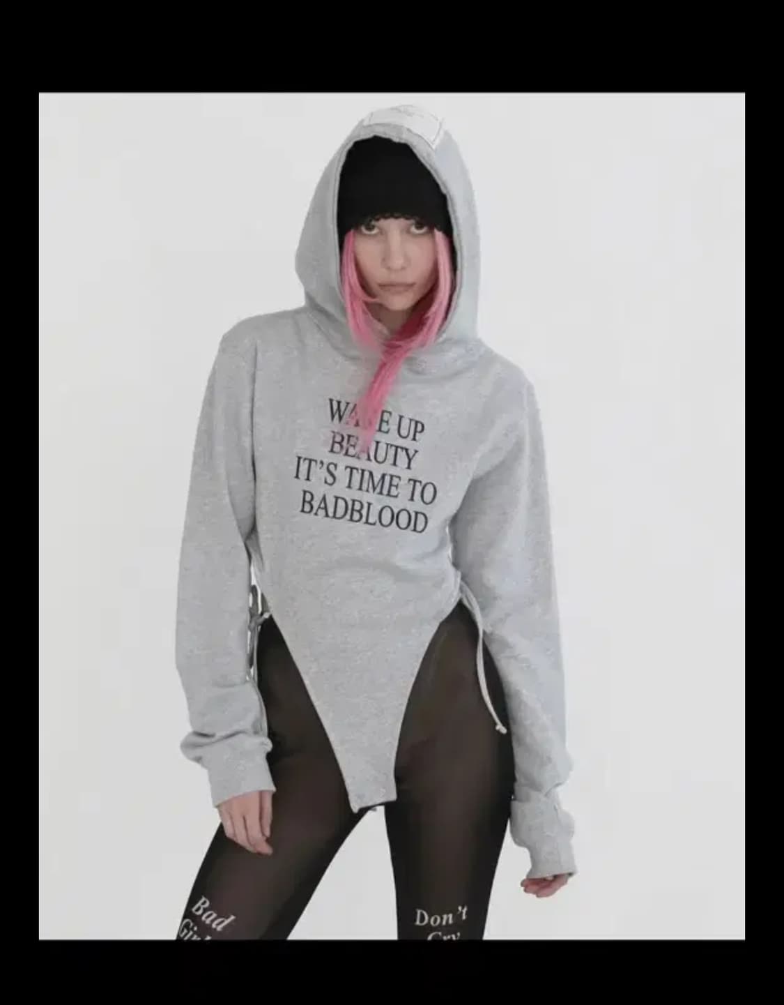 배드블러드 wake up 후드 바디수트 그레이 상품이미지1