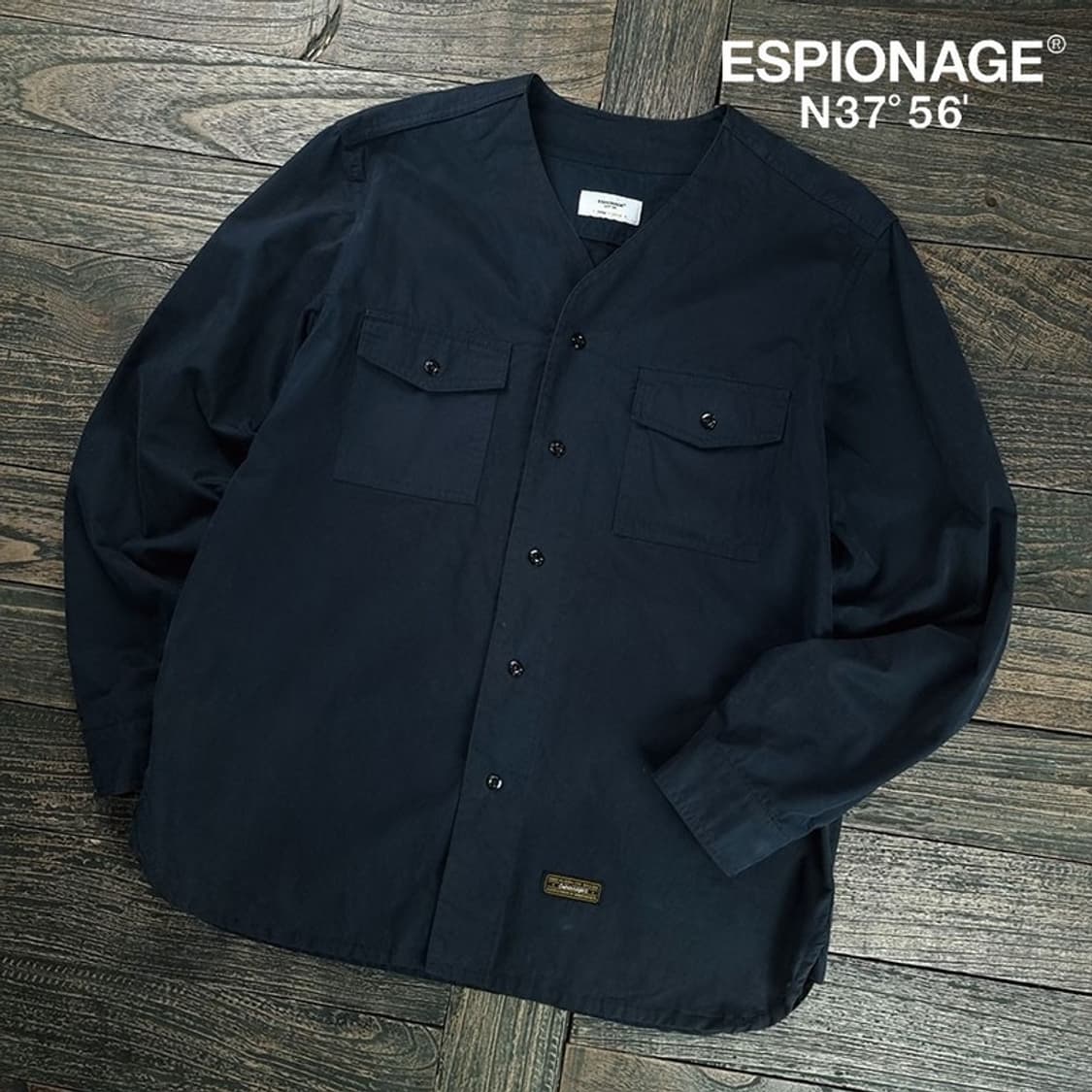 [에스피오나지] 투포켓 카라리스 브이넥 셔츠 네이비 M19312 상품이미지1