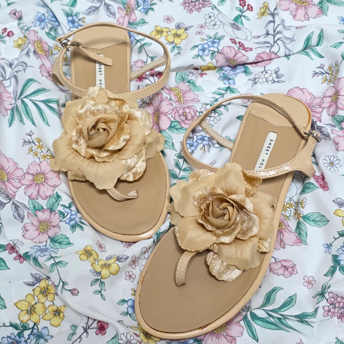 스위트홀릭 빈티지) 플로럴 히메갸루st 모리걸  꽃코사지 샌들 베이지 상품이미지1