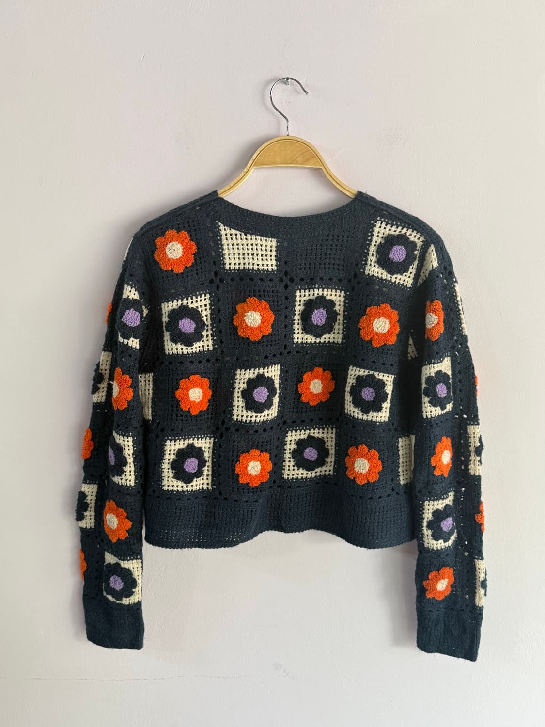 일본진티지) 꽃 뜨개 가디건 상품이미지6