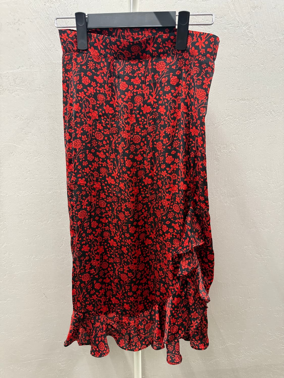 마쥬 플라워 랩 스커트 레드/블랙 상품이미지2