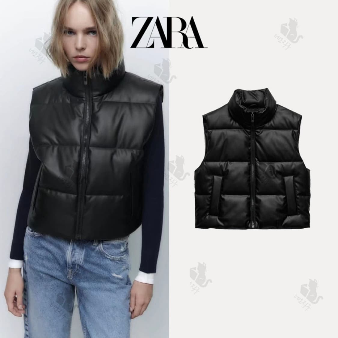 자라 ZARA 페이크레더 패딩 베스트 M 사이즈ㅡ실사입니다 상품이미지1